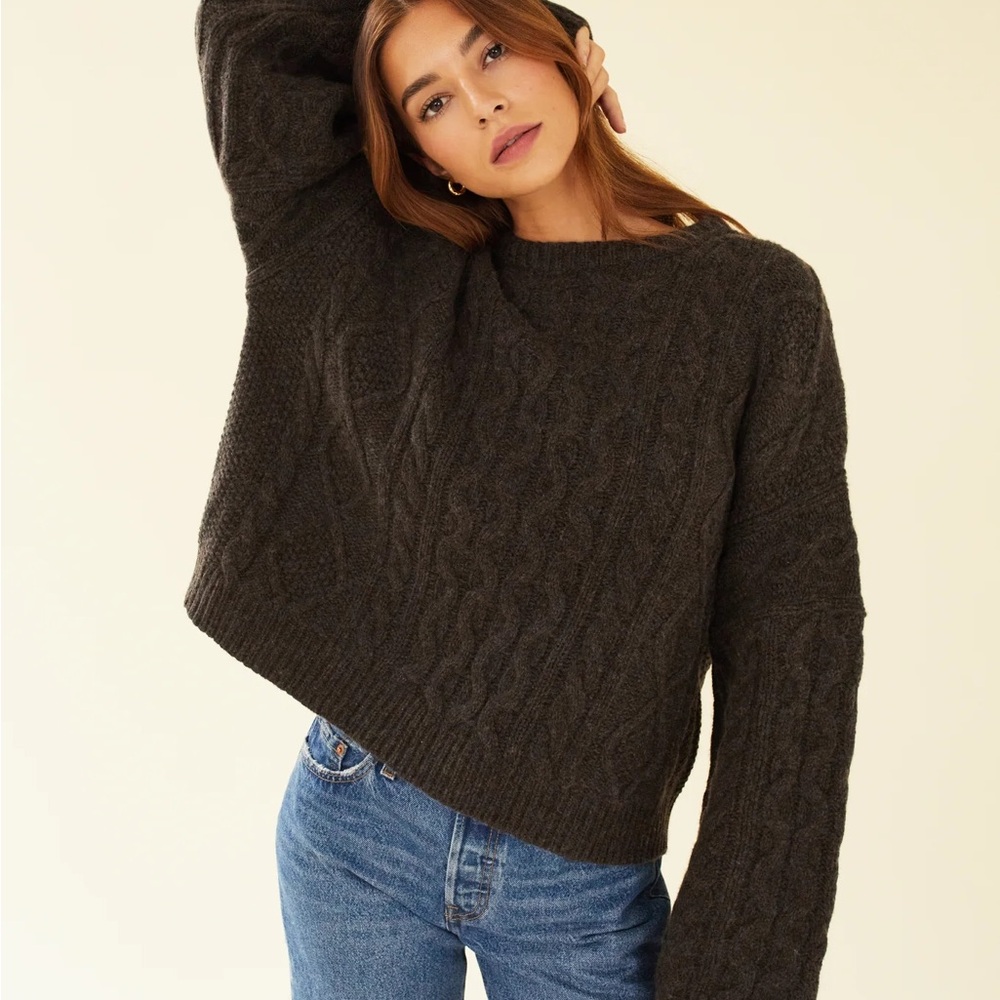Oversized Cable Knit Sweater Merino Wool